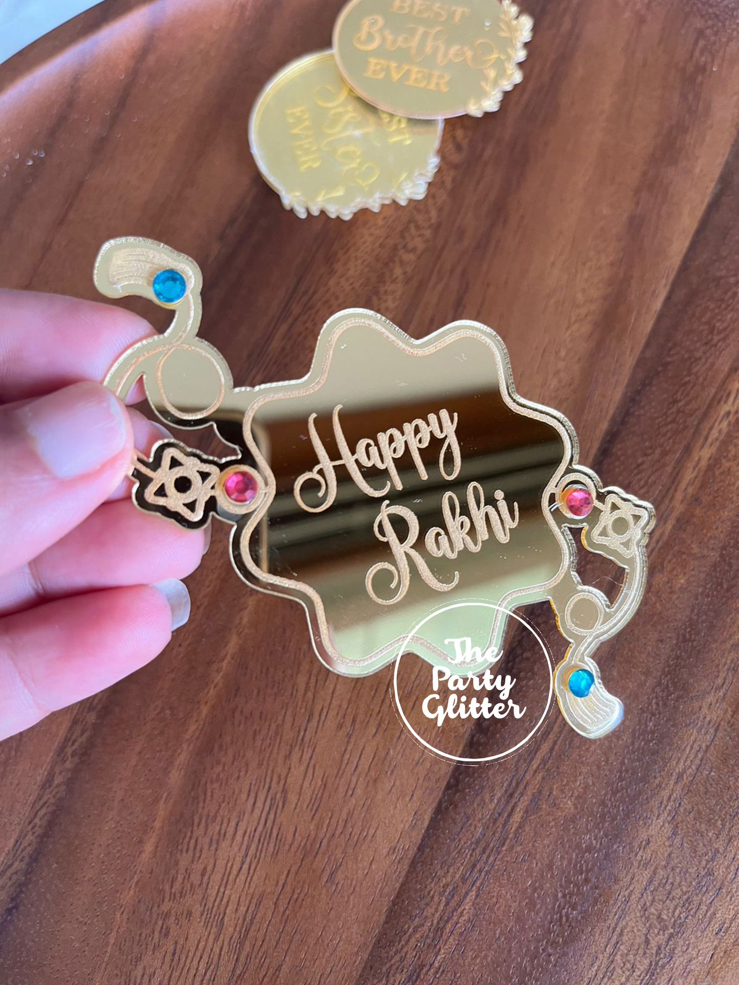 Happy Rakhi Engraved Coutouts (Pack of 5)