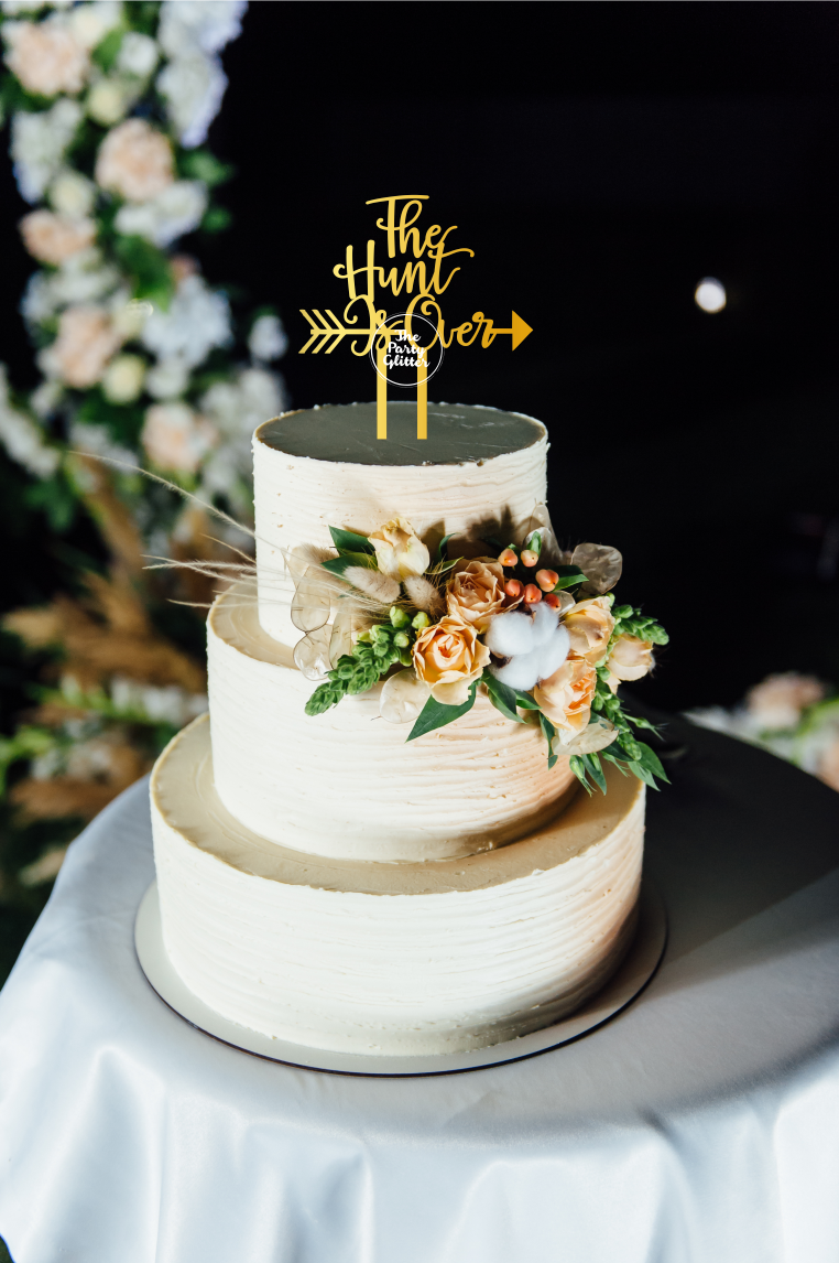 The Hunt is Over Wedding Engagement Cake Topper