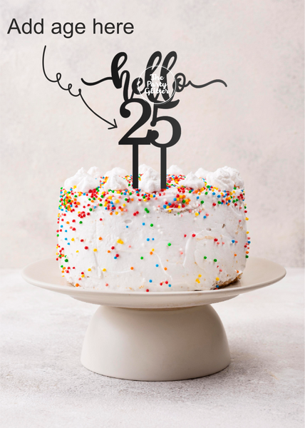 Hello 25 Birthday Cake Topper 25th Birthday Cake Topper CUSTOMIZE ME