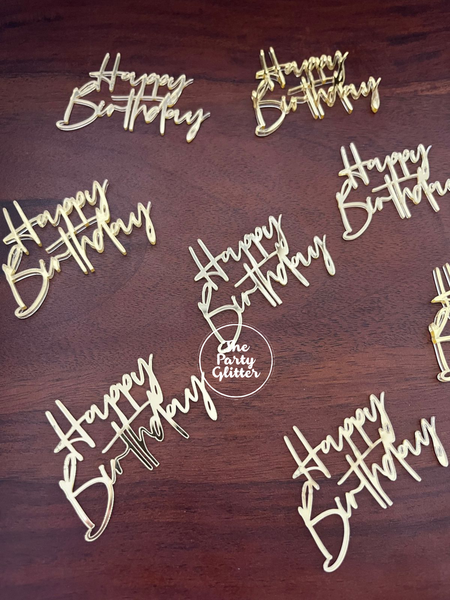Happy Birthday Petite Tags, Toppers (Pack of 10)