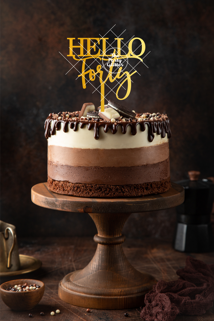 Hello Forty, 40th Birthday, 40 Birthday Cake Topper