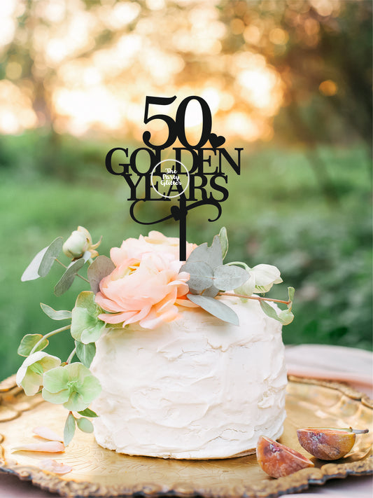 50 Golden Years Anniversary Cake Topper