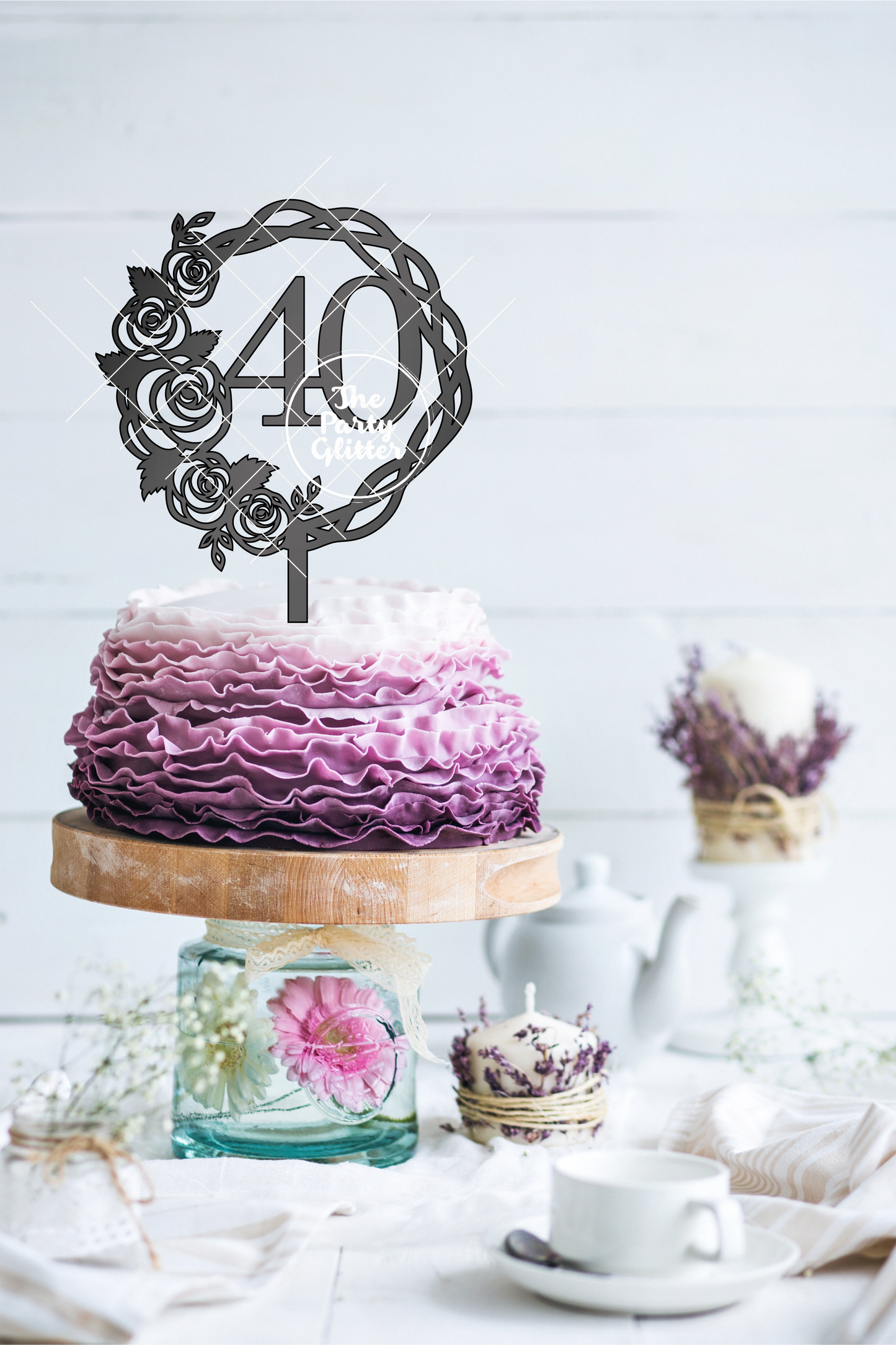 40 Floral Topper Birthday Topper