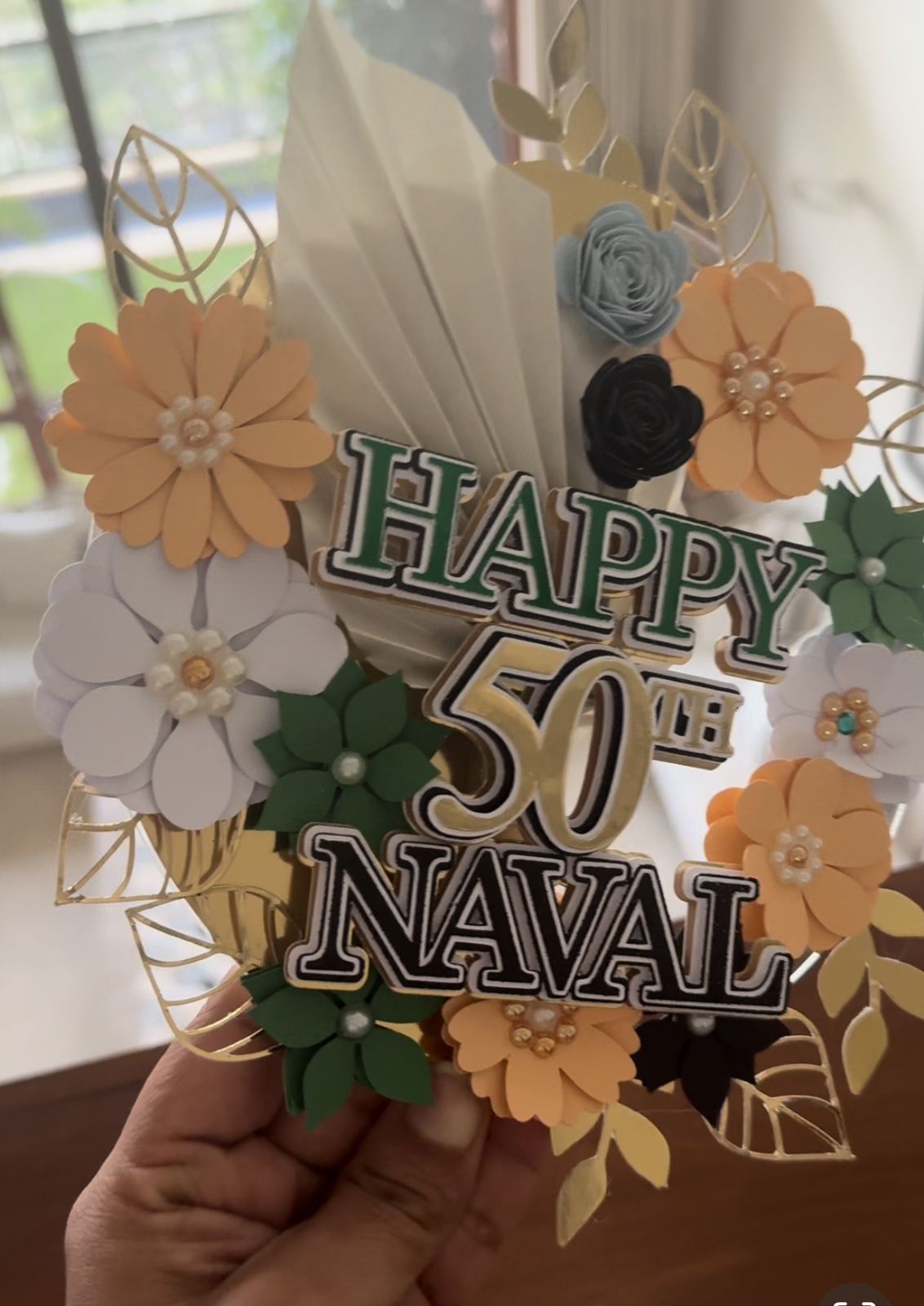 50th Birthday Floral Cake Topper