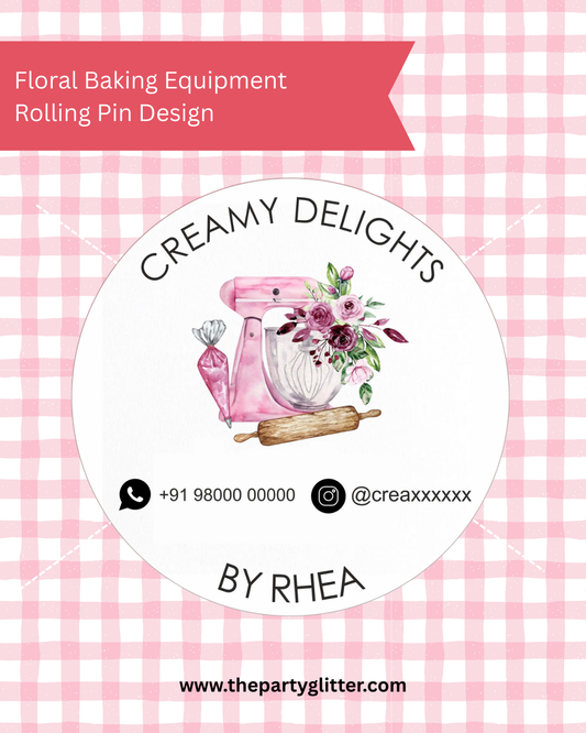 Logo Sticker Kitchen Aid Rolling Pin Floral Watercolor (Pack of 25 Sheets)