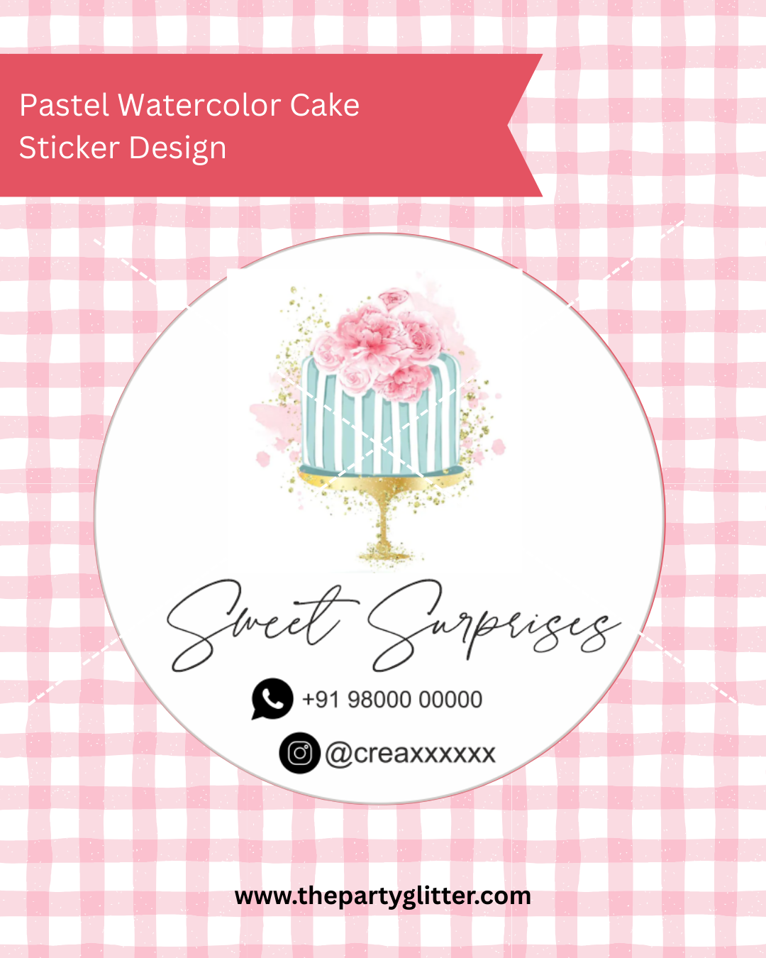 Pastel Watercolor Cake Floral Baker Baking Sticker, (Pack of 25 Sheets)
