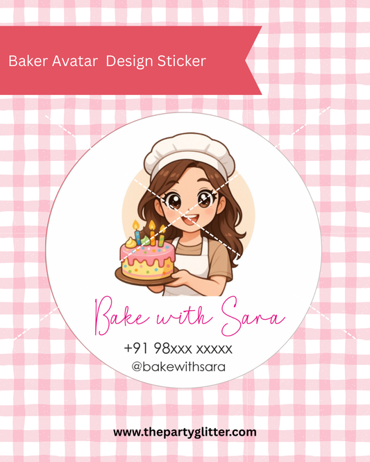 3D Avatar Baking Sticker Logo Bakery (Pack of 25 Sheets)