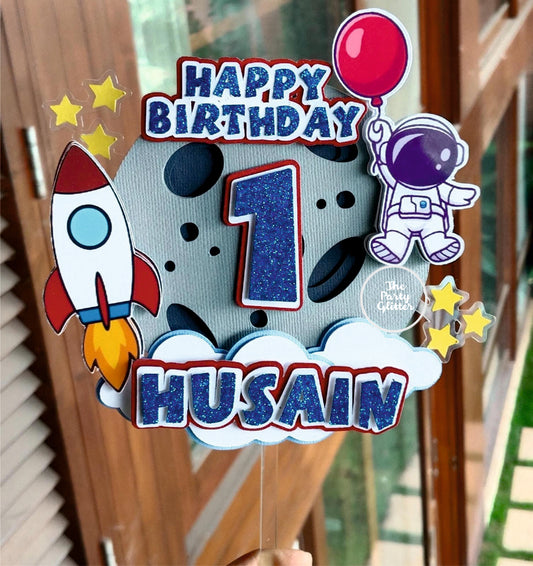 Space Theme Astronaut, Rocket Cake Topper