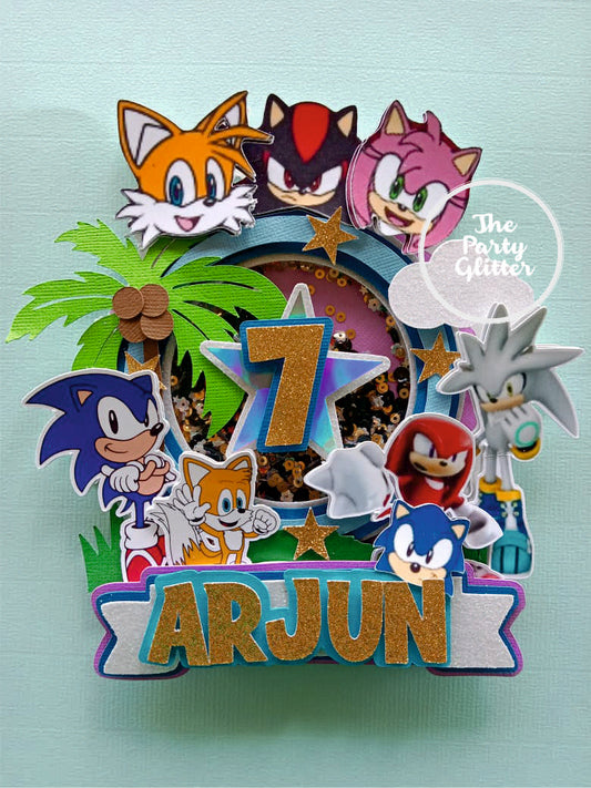 Sonic Theme Handmade Cake Toppers, Shaker Cake Topper