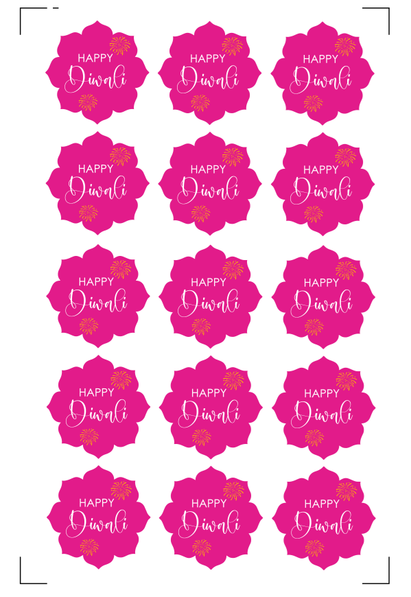 Happy Diwali Flower Stickers (Pack of 5)