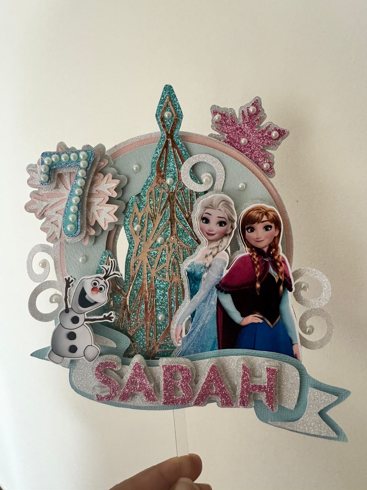 Frozen Castle Elsa Anna Cake Topper with Name and Age