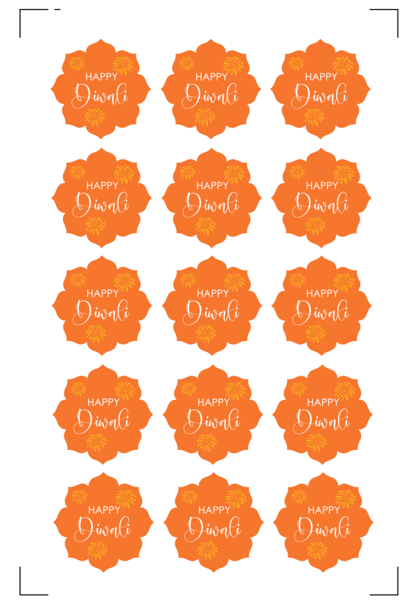 Happy Diwali Flower Stickers (Pack of 5)