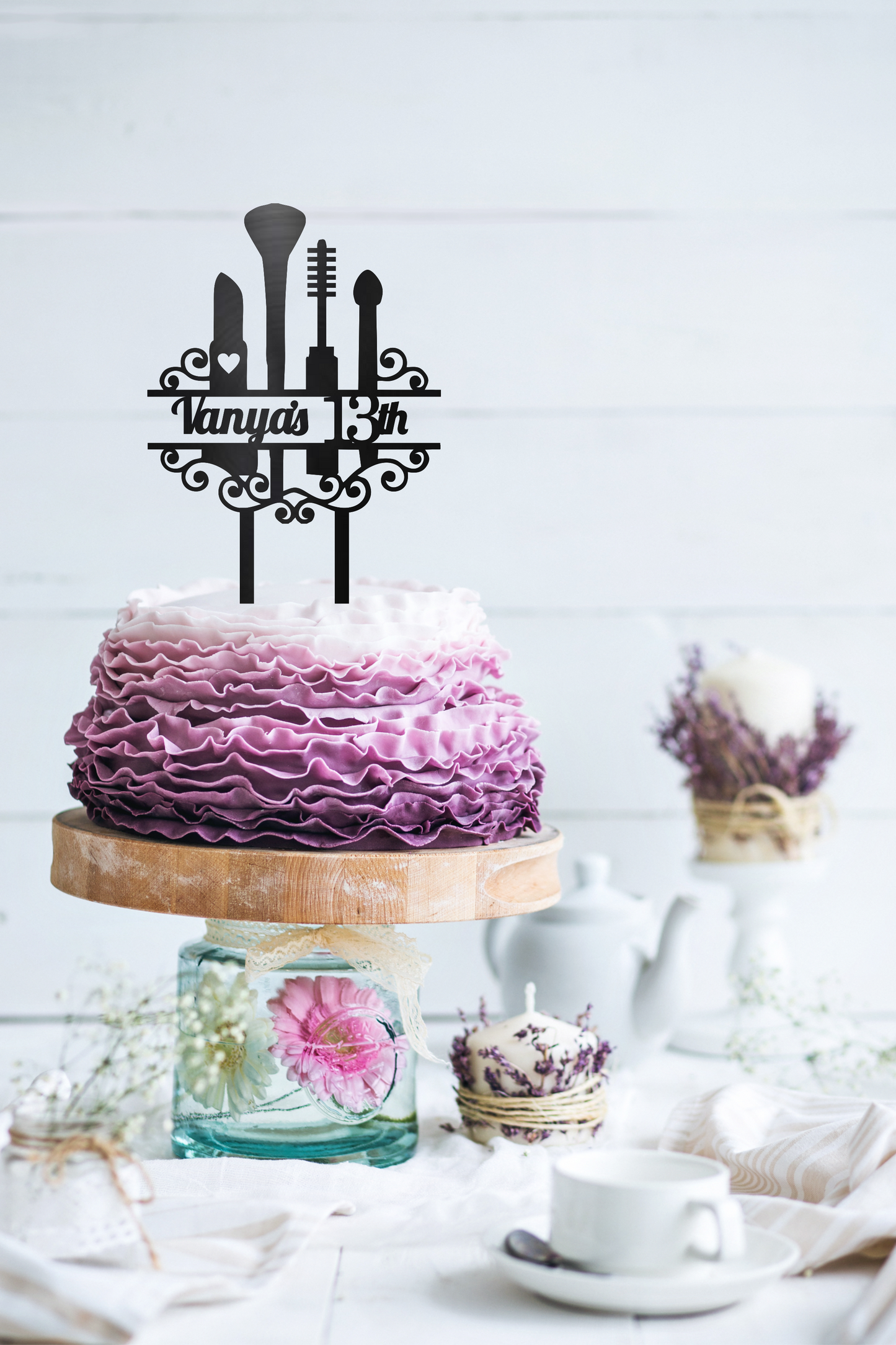 Make Up Theme Birthday Cake Topper