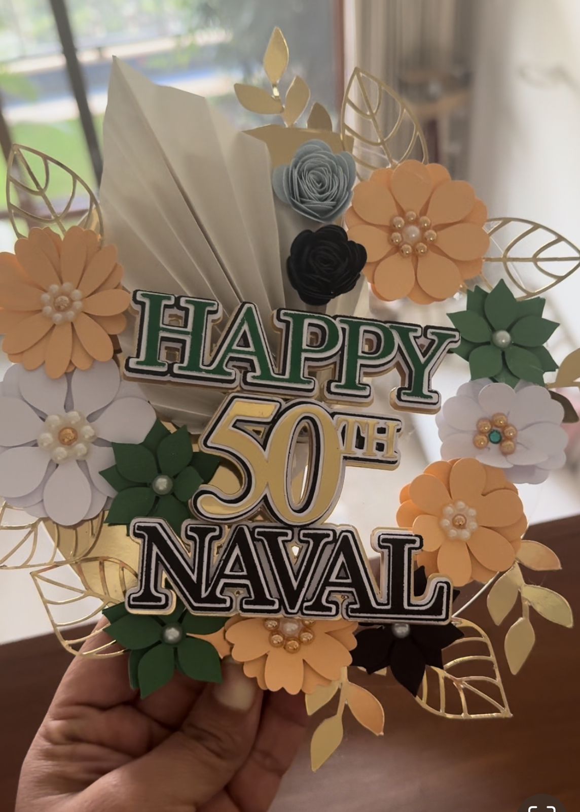 50th Birthday Floral Cake Topper