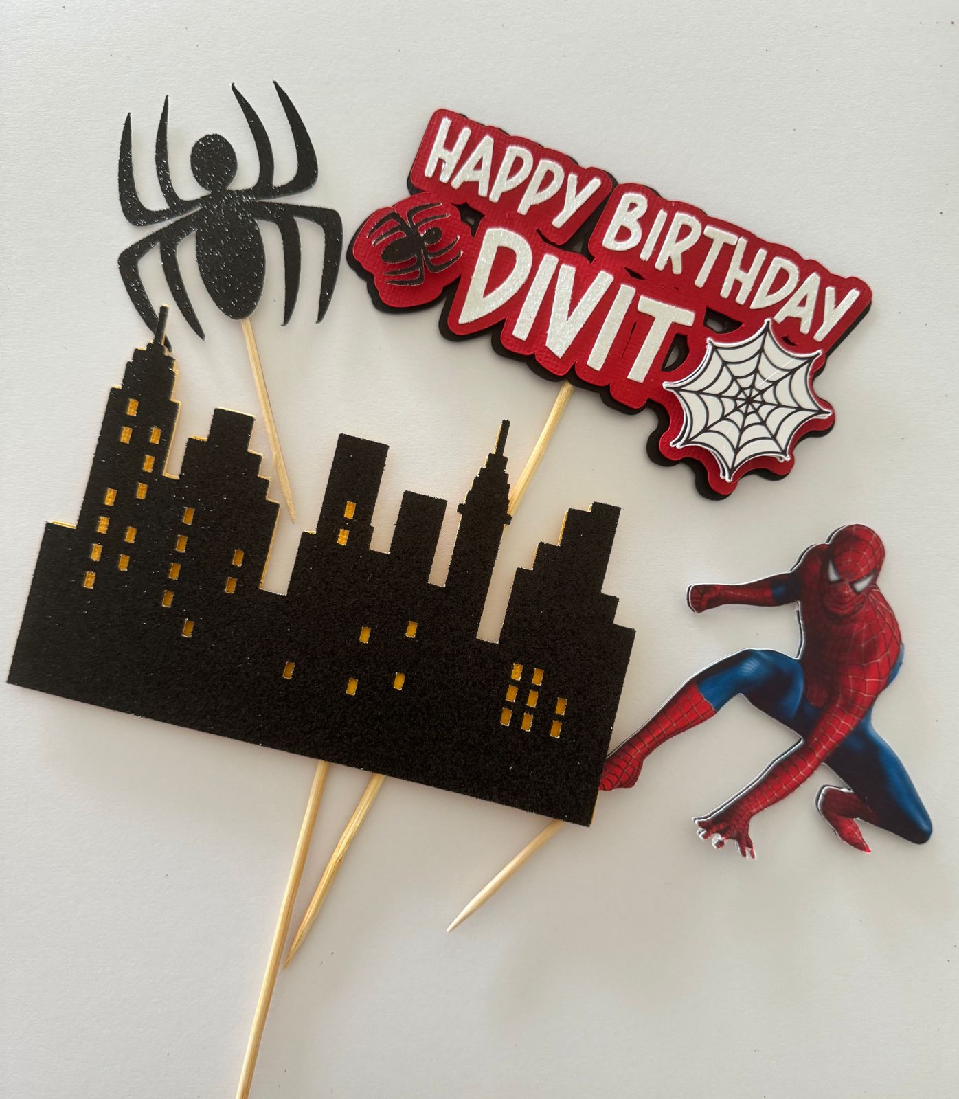 Spiderman Superhero Party Cake Topper Set