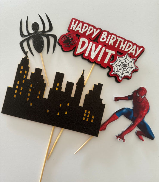 Spiderman Superhero Party Cake Topper Set