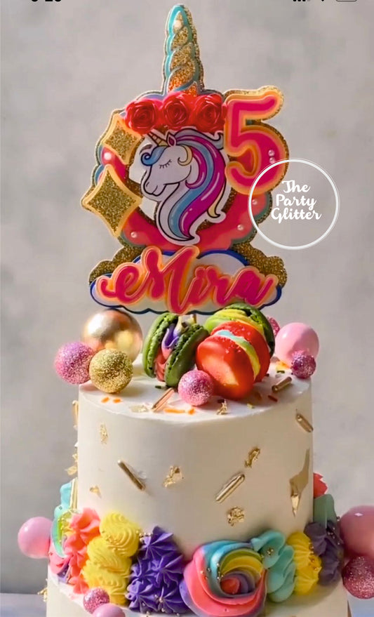 Unicorn Theme Handmade Pepar Topper