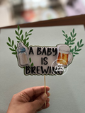 A Baby is Brewing Baby Shower Cardstock Paper Cake Topper