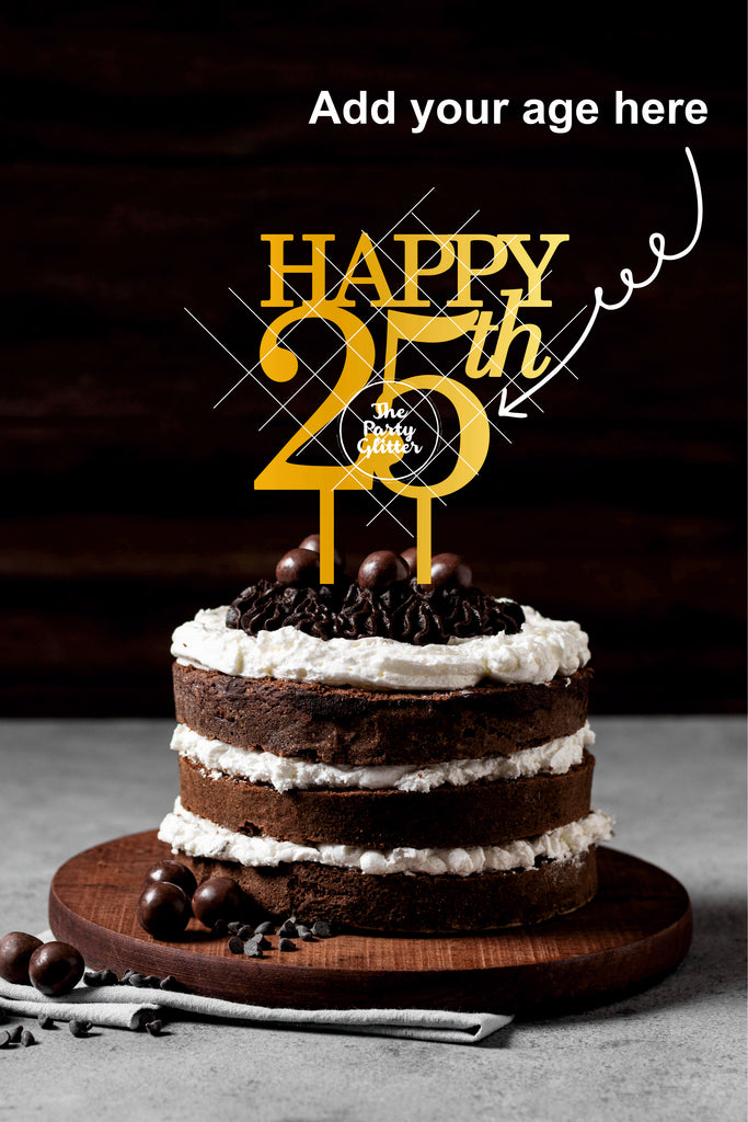 Happy 25th Birthday & Wedding Cake Topper