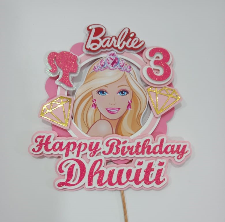 Handmade Beautiful Barbie Cardstock Cake Topper