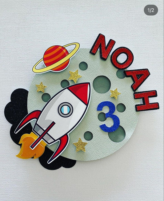 Space, Rocket Handmade Cake Topper