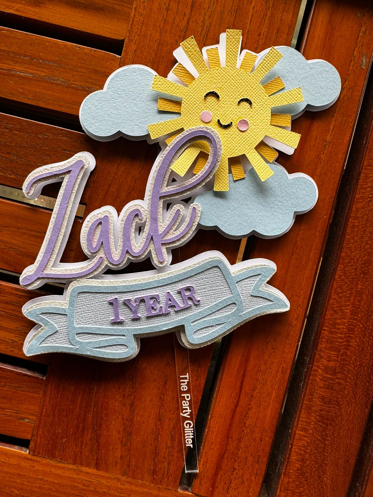 Cute First Birthday Sun and Clouds Cake Topper