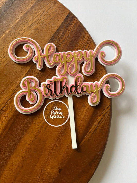 Happy Birthday Layered Topper Double Color Dual Tone