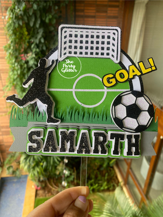 Football Soccer Sports Theme Handmade Cardstock Paper Cake Topper