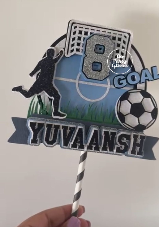 Football Soccer Sports Theme Handmade Cardstock Paper Cake Topper