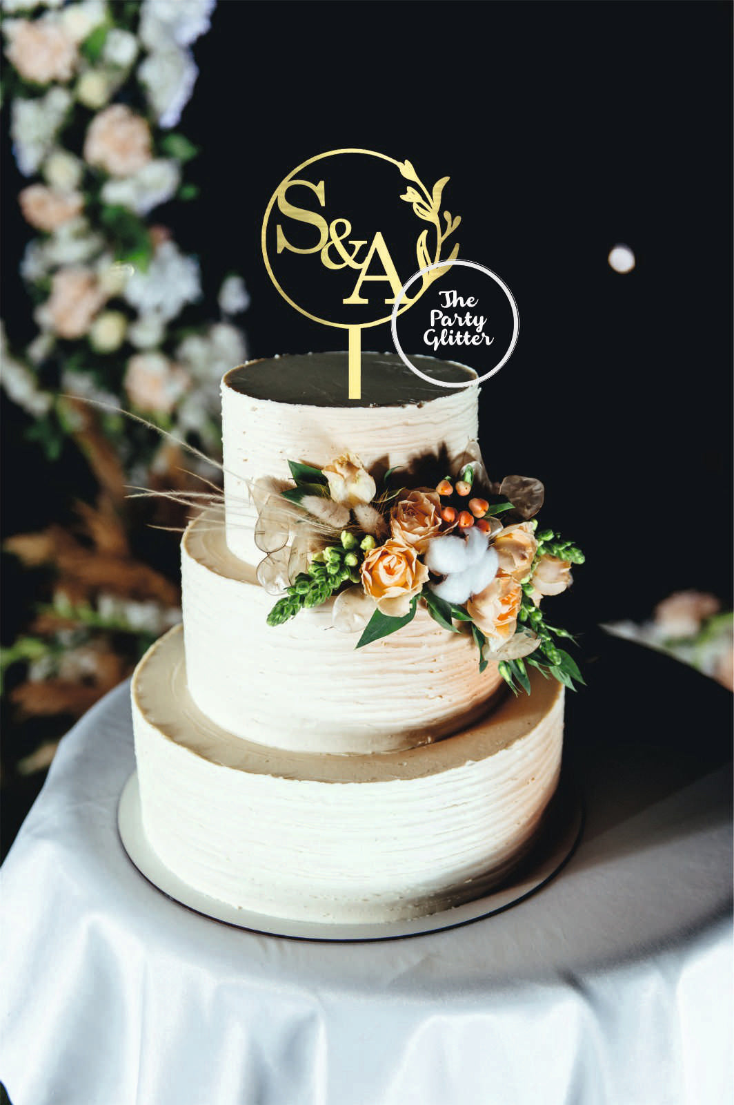 S&A Custom Wedding and Engagement cake topper, add your own initials, Monogram