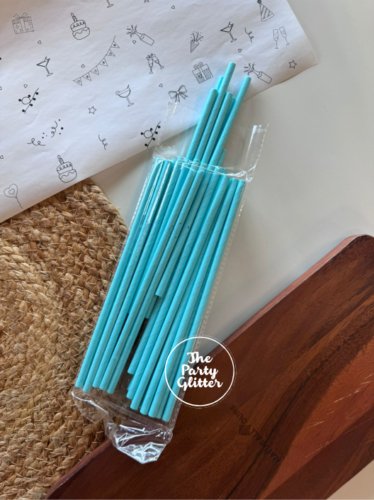 Plain Blue Straws (Set of 25 Straws)