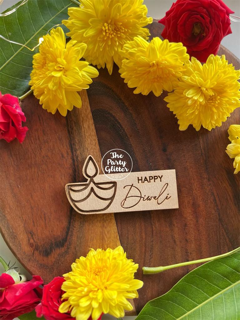 Happy Diwali Engraved Wooden Tag