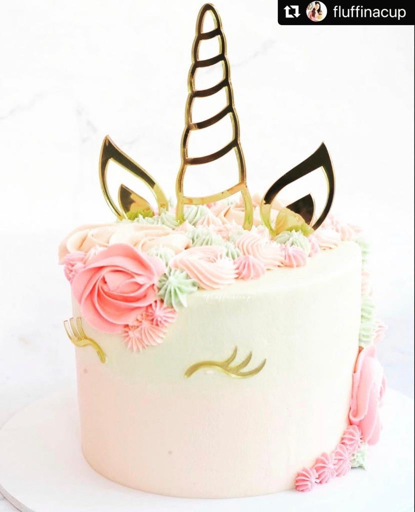 Unicorn Topper Set of Horn, Ears and Eyes - a perfect and hassle-free way to add that favorite theme to your cakes!