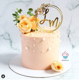 Flower Wreath Initials Wedding Cake Topper