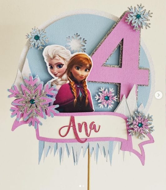 Frozen Elsa Ana Cake Topper, Frozen Birthday Handmade Paper Cake Topper