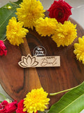 Happy Diwali Lotus Wooden Tag