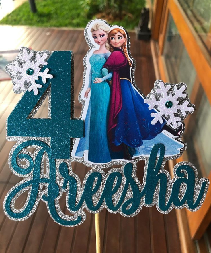Frozen Theme Cake Topper with Elsa and Ana Handmade Paper Cake Topper