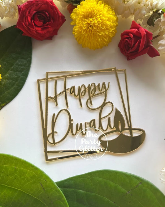 Diwali Square Frame, Happy Diwali Tag (Pack of 10)