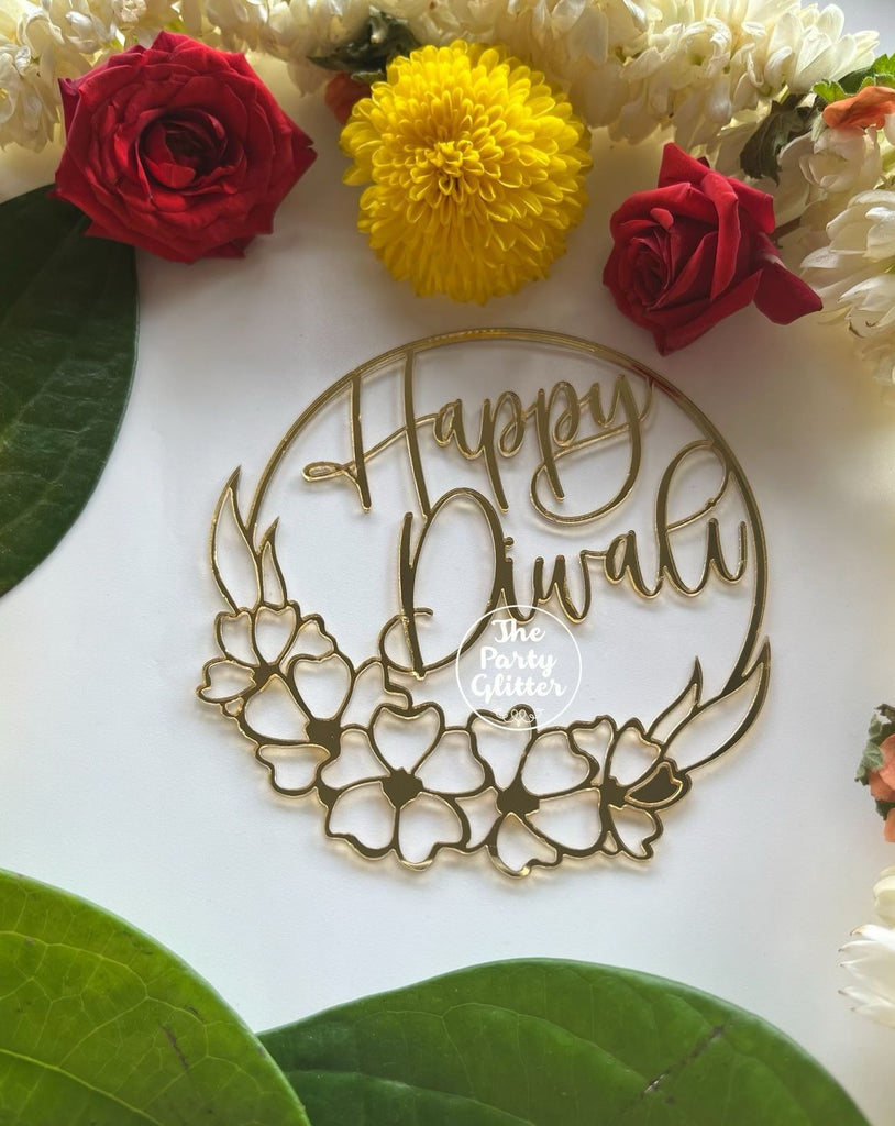 Floral Frame Happy Diwali Tag