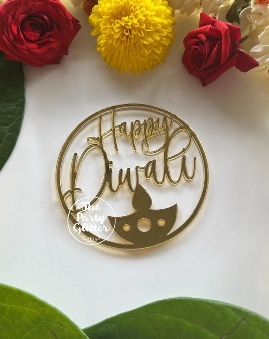 Circular Happy Diwali with Diya Tag (Pack of 10)