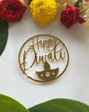Circular Happy Diwali with Diya Tag