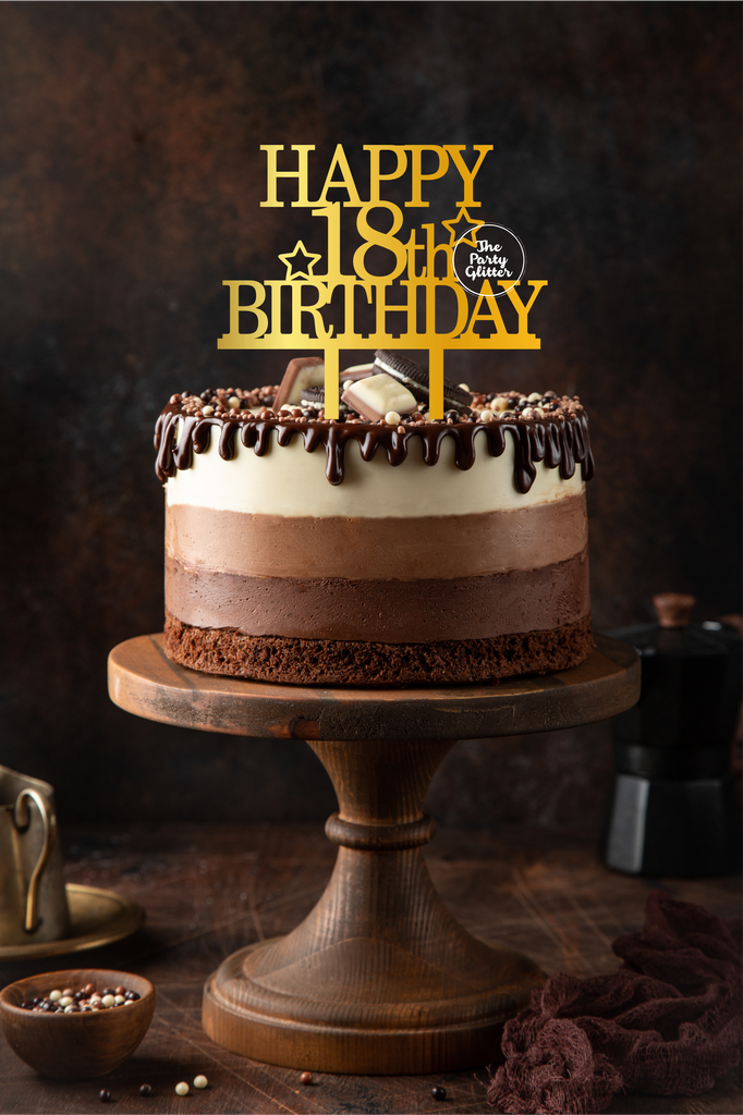 Happy 18th Birthday Cake Topper, Eighteen Birthday Cake Topper [CUSTOM –  The Party Glitter Store