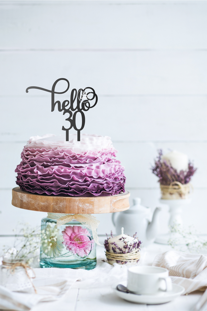 Hello 30 Birthday Cake Topper 30th Birthday Thirty Cake Topper