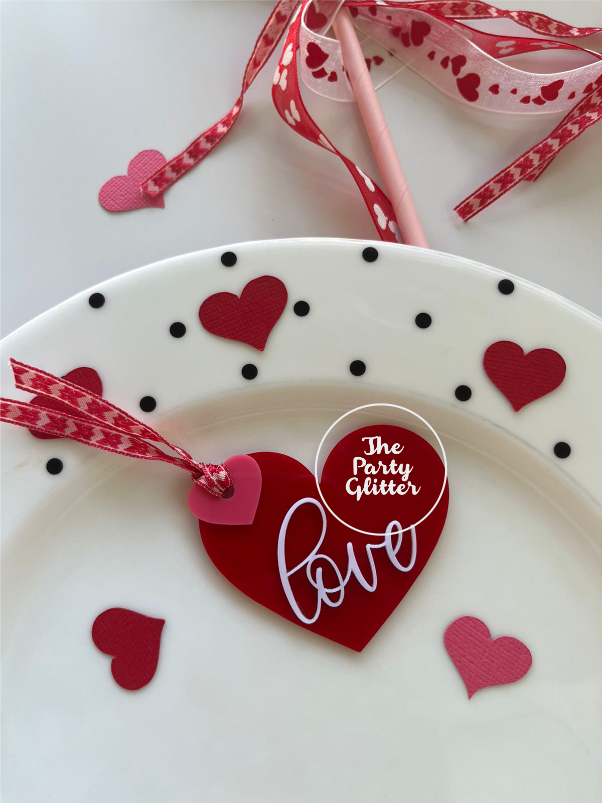 Love with a cute lil Heart, Valentine, Love Keepsake, Acrylic Tag(Pack of 5)