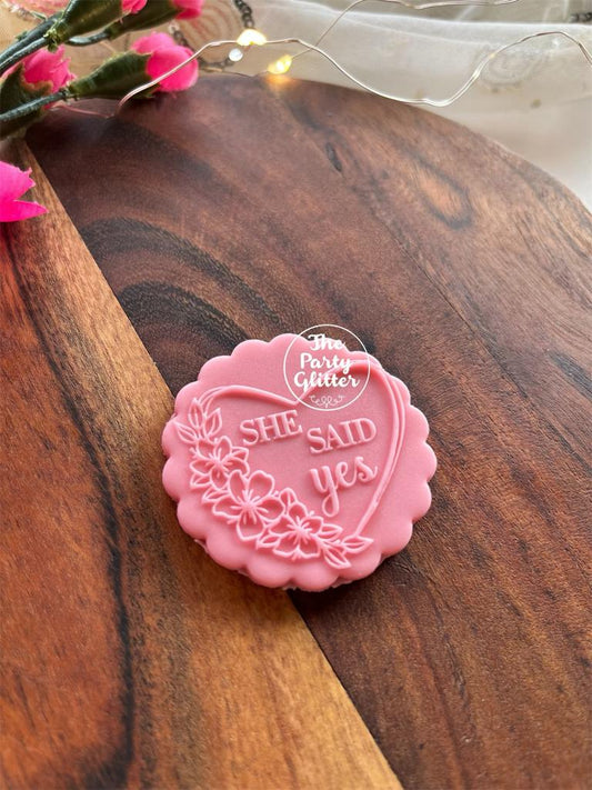 She Said Yes Beautiful Floral Heart Frame POPup! Stamp