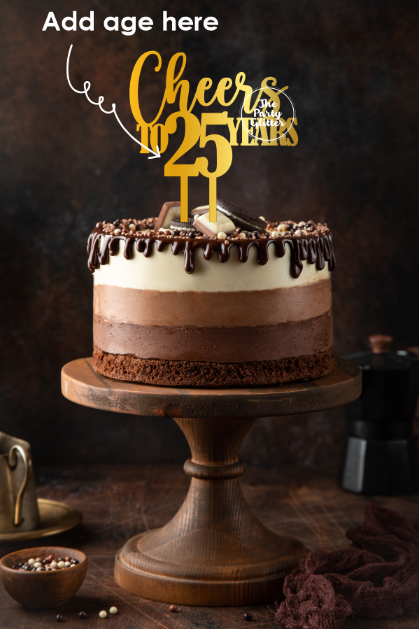 Cheers to 25 years Cake topper, Birthday, Anniversary Custom Cake Topper