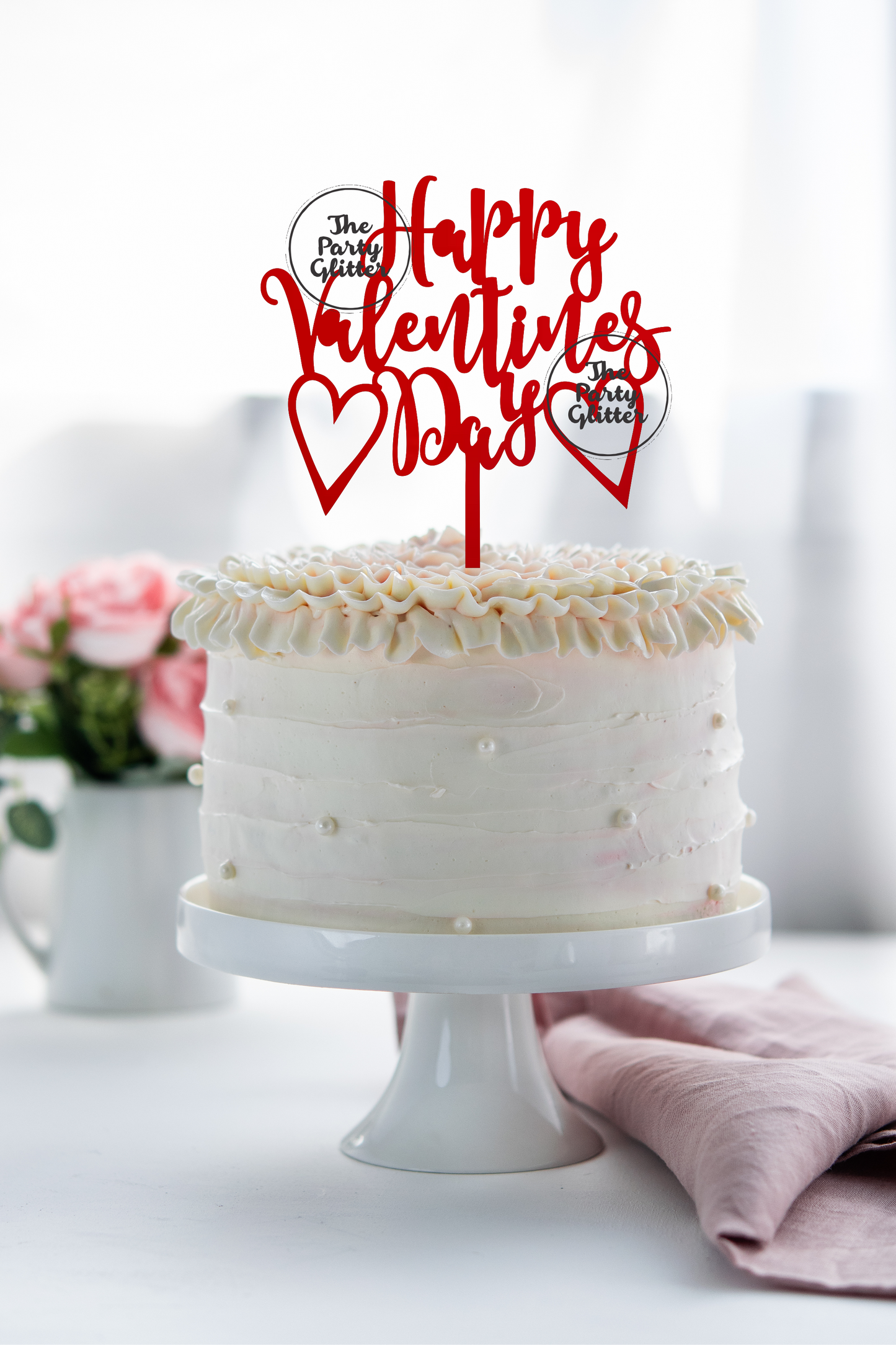 Happy valentines day with hearts topper