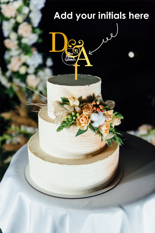 D&A Custom Wedding and Engagement Cake Topper add your own initials, Monogram