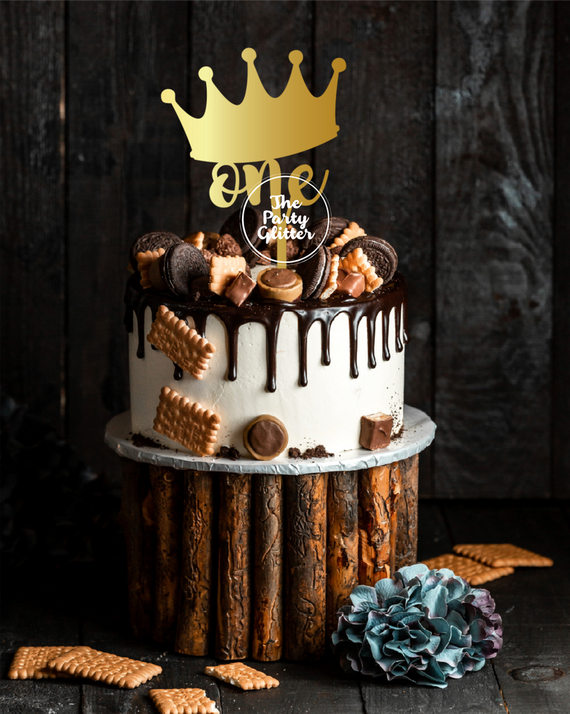 First Birthday Gold Crown Cake Topper 